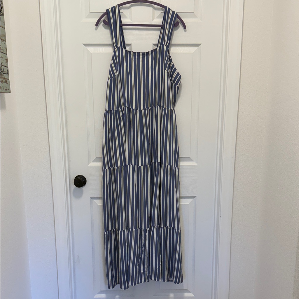 Fred David Blue And White Striped Maxi Dress Fred David Blue And White Striped Maxi Dress